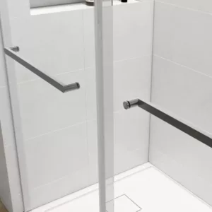 60 in. W x 76 in. H Double Sliding Frameless Shower Door in Brushed Nickel with Soft-closing