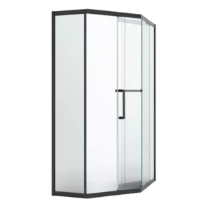 39 in. W x 76 in. H Aluminum Framed Sliding Shower Door in Black with Frosted Glass