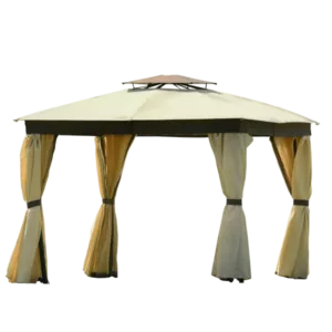 Double Tiered Soft Top Canopy Gazebo for Outdoor in Khaki Color