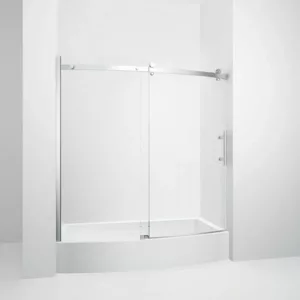 48" in W x 76" Aluminium Frameless Bypass Sliding Shower Door With Chrome Look