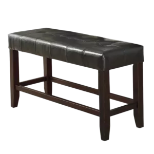 Black Faux Leather Cushion Seat Bench of Wooden Frame And Legs Ideal For Dining Room Furniture