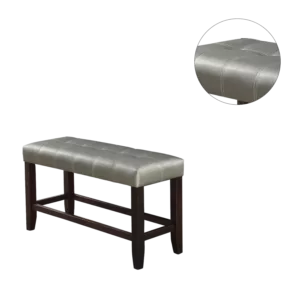 Silver Faux Leather Cushion Seat Bench of Wooden Frame and Legs Ideal for Dining Room Furniture