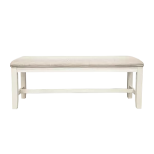 White Classic Beige Fabric Cushion Seats Bench Ideal For Dining Room Furniture