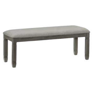 Antique Gray Finish Fabric Bench Wooden Frame And Legs Ideal For Dining Room Furniture
