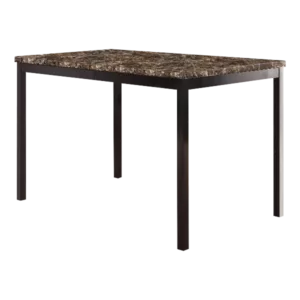 Simple Style Dining Table 1pc Brown Faux Marble Table Top Black Metal Finish Frame Transitional Dining Furniture