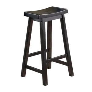 Black Finish 29-inch Bar Height Stools Set of 2pc Saddle Seat Solid Wood Casual Dining Home Furniture