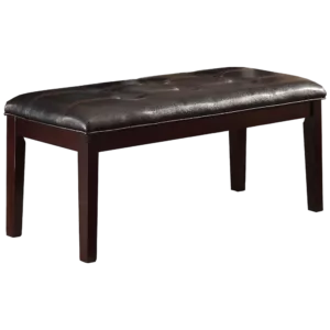 Espresso Finish Faux Leather Dining Bench of Wooden Frame And Legs Ideal For Dining Room Furniture