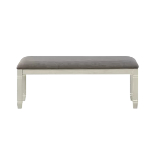Antique White Finish Fabric Wooden Bench Ideal For Dining Kitchen Furniture.