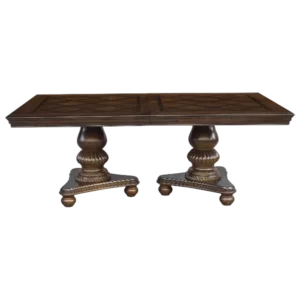 Traditional Dining Table 1pc Brown Cherry Finish Double Pedestal Base Separate Extension Leaf Dining Furniture