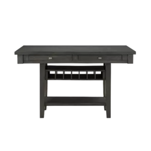 Transitional Gray Finish 1pc Counter Height Table with Storage Drawers Display Shelf Wine Rack Dining Furniture