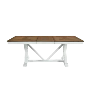 Modern Style White and Oak Finish Dining Table 1pc with Self-Storing Extension Leaf Charming Traditional Lines Dining Furniture