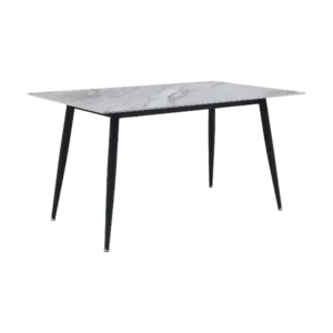 Stylish Sintered Stone Top Dining Table 1pc Black Metal Legs Modern Dining Furniture Contemporary Look