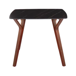 Folia Mid-Century Modern Dinette Table in Walnut Wood and Black Textured Marble by LumiSource