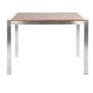 Fuji Contemporary Counter Table in Brushed Stainless Steel and Walnut Wood by LumiSource