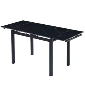 Black Ceramic Modern Rectangular Expandable Dining Room Table For Space-Saving