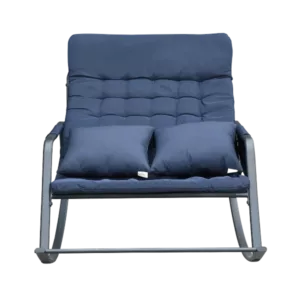 2-seater Navy Blue Rocking Chair of  Metal Frame and Legs Ideal for Living Room & Bedroom