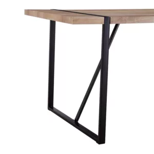 55"Rustic Industrial Rectangular MDF Wood Colour Dining Table For 4-6 Person, With 1.5" Thick Engineered Wood Tabletop and Black Metal Legs, For writing DeskKitchen terrace Dining Living Room