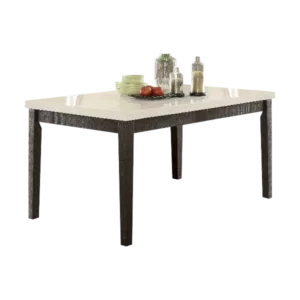 ACME Nolan Dining Table in White Marble & Salvage Dark Oak