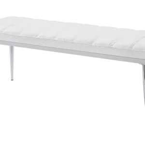 White PU & Chrome Solid Wood Bench Ideal For Living Room Bedroom