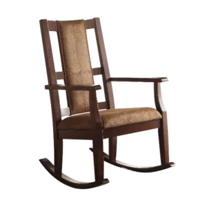 Stylish Brown Fabric Rocking Chair of Wooden Frame And Legs Ideal for Living Room & Bedroom