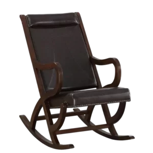 Espresso PU Rocking Chair of Wooden Frame And Legs Ideal for Living Room & Bedroom