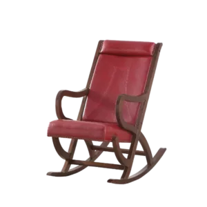 Burgundy PU Rocking Chair of Wooden Frame And Legs Ideal for Living Room & Bedroom