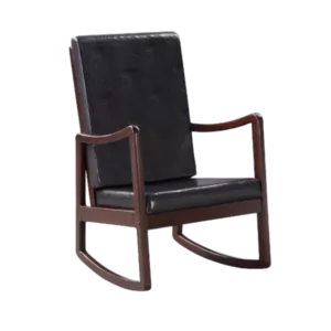 Dark Brown PU Rocking Chair of Wooden Frame And Legs Ideal for Living Room & Bedroom