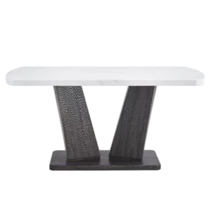 Rectangular 63" Marble Dining Table, Luxurious Dining Room Table with Faux Marble Top and U-Shape MDF Base, Modern Kitchen Dining Table for Kitchen Living Dining Room