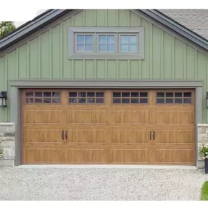 TRWGD0019 Wooden Finish Garage Door – Insulated Steel & Plywood Core with Remote Lift-Up, Custom Size & Weather-Resistant Coating