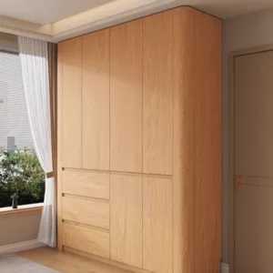 TROAKWRHD001 Premium Oak Wardrobe Cabinet – 18mm Thick, Hidden Handle Design, Custom Colors