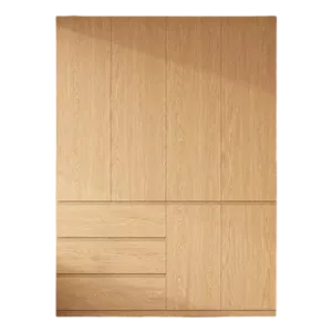 TROAKWRHD0010 Premium Oak Wardrobe Cabinet – 18mm Thick, Hidden Handle Design, Custom Colors