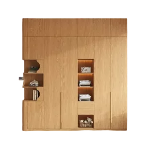 TROAKWRHD0013 Premium Oak Wardrobe Cabinet – 18mm Thick, Hidden Handle Design, Custom Colors