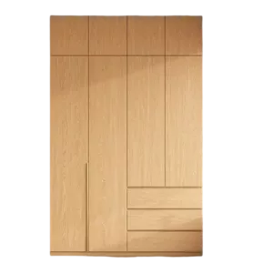 TROAKWRHD0019 Premium Oak Wardrobe Cabinet – 18mm Thick, Hidden Handle Design, Custom Colors