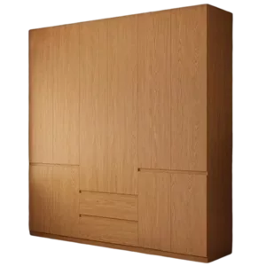 TROAKWRHD0020 Premium Oak Wardrobe Cabinet – 18mm Thick, Hidden Handle Design, Custom Colors
