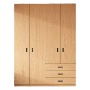 TROWADHW017 Premium Oak Wardrobe Cabinet – 18mm Thick, Custom Colors, sold with Customizable Handles