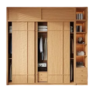 TROWRSLD0112 Premium Oak Wardrobe Cabinet – 18mm Thick, Sliding Door, Customizable Colors
