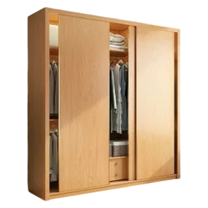 TROWRSLD0116 Premium Oak Wardrobe Cabinet – 18mm Thick, Sliding Door, Customizable Colors