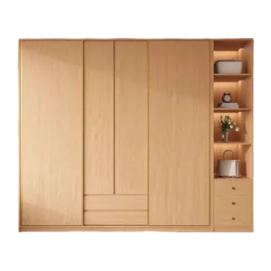TROWRSLD0122 Premium Oak Wardrobe Cabinet – 18mm Thick, Sliding Door, Customizable Colors