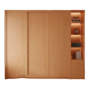 TROWRSLD0123 Premium Oak Wardrobe Cabinet – 18mm Thick, Sliding Door, Customizable Colors