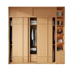 TROWRSLD014 Premium Oak Wardrobe Cabinet – 18mm Thick, Sliding Door, Customizable Colors
