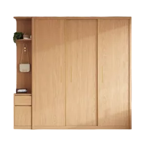 TROWRSLD015 Premium Oak Wardrobe Cabinet – 18mm Thick, Sliding Door, Customizable Colors