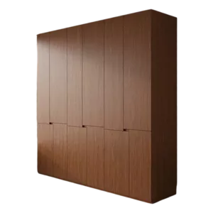 TRWALWAHD001010 Premium Walnut Wardrobe Cabinet – 18mm Thick, Hidden Handle Design, Custom Colors