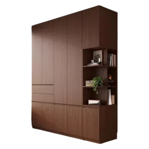 TRWALWAHD001014 Premium Walnut Wardrobe Cabinet – 18mm Thick, Hidden Handle Design, Custom Colors