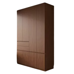 TRWALWAHD001016 Premium Walnut Wardrobe Cabinet – 18mm Thick, Hidden Handle Design, Custom Colors