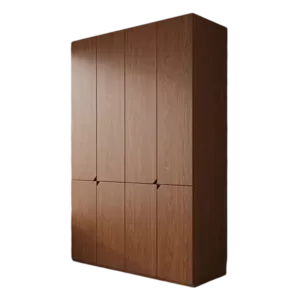 TRWALWAHD001017 Premium Walnut Wardrobe Cabinet – 18mm Thick, Hidden Handle Design, Custom Colors