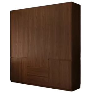 TRWALWAHD001022 Premium Walnut Wardrobe Cabinet – 18mm Thick, Hidden Handle Design, Custom Colors