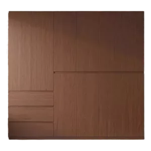 TRWALWAHD001023 Premium Walnut Wardrobe Cabinet – 18mm Thick, Hidden Handle Design, Custom Colors