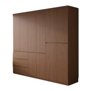 TRWALWAHD001024 Premium Walnut Wardrobe Cabinet – 18mm Thick, Hidden Handle Design, Custom Colors