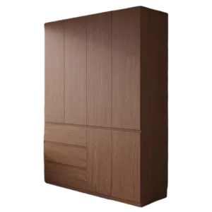 TRWALWAHD001025 Premium Walnut Wardrobe Cabinet – 18mm Thick, Hidden Handle Design, Custom Colors