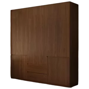 TRWALWAHD00103 Premium Walnut Wardrobe Cabinet – 18mm Thick, Hidden Handle Design, Custom Colors